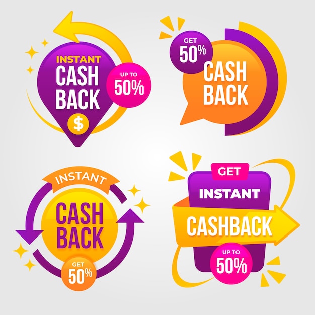 Free vector cashback labels in vivid colours