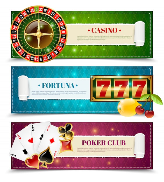 Vettore gratuito set di banner orizzontale casino 3