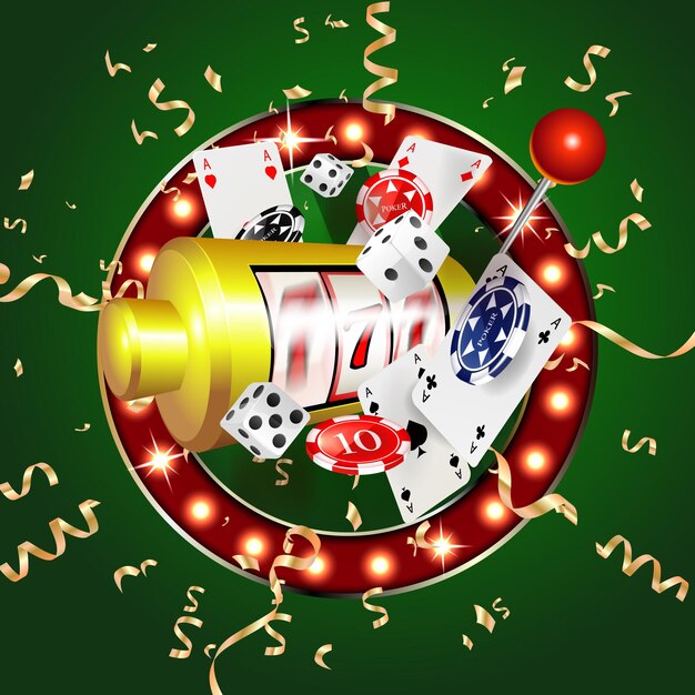 casino 3d cover slot machines and roulette with cards scene background art