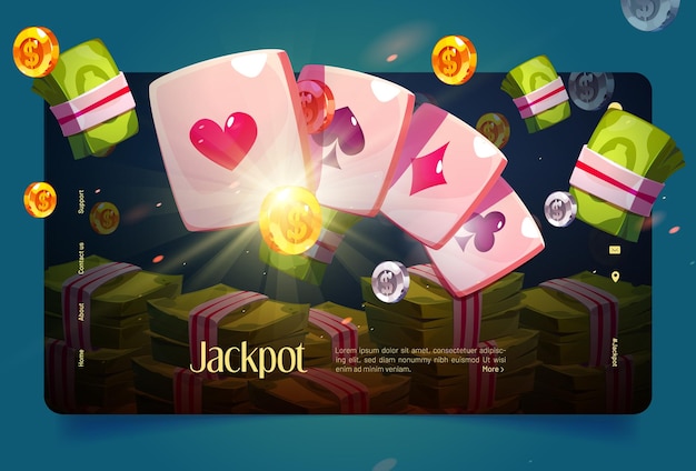 Banner del casinò con carte da poker e denaro