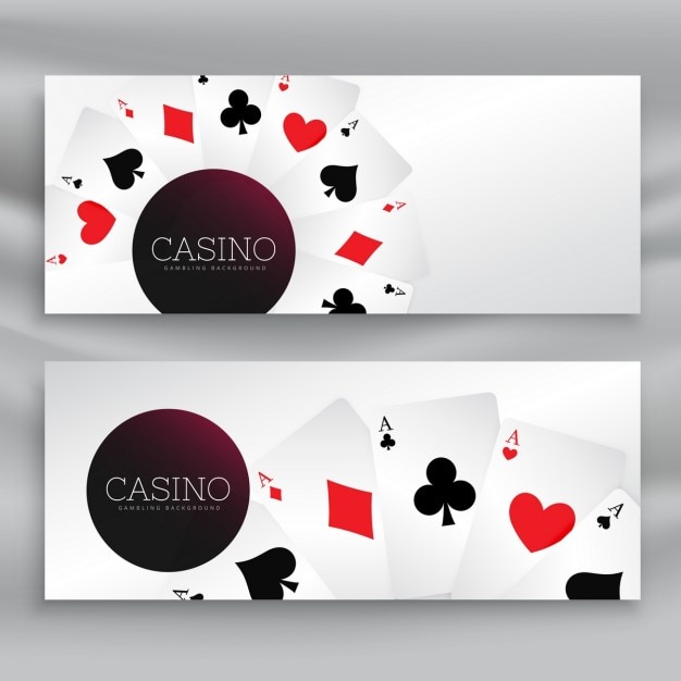 Vettore gratuito set di banner di casinò con carte da gioco