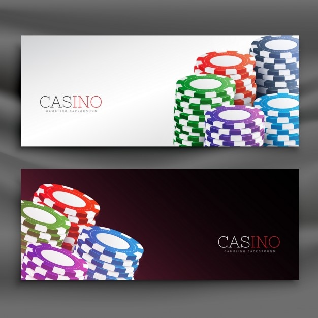 Vettore gratuito striscioni casino chip header set