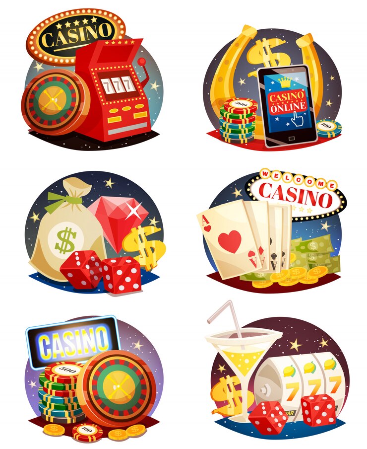 Free Vector casino decorative compositions set