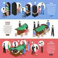 Free vector casino isometric horizontal banners