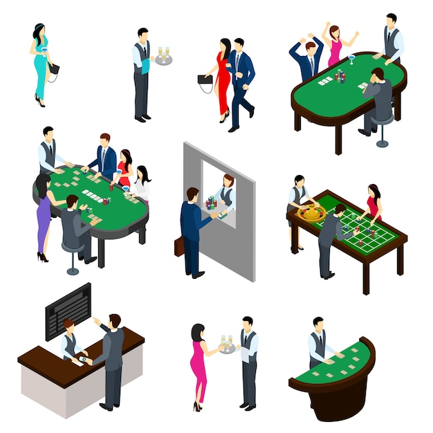 Free vector casino isometric set