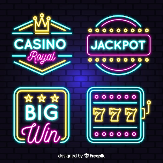 Free vector casino neon sign collectio