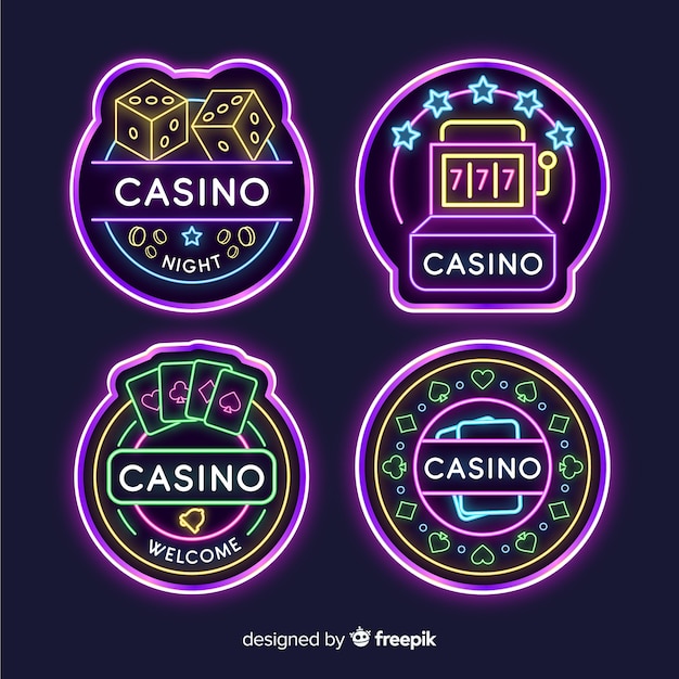 Free vector casino neon sign collectio