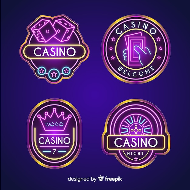 Vettore gratuito collectio del segno al neon del casinò