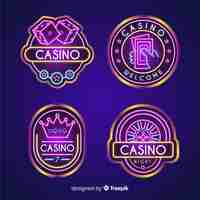 Free vector casino neon sign collectio