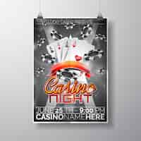 Free vector casino night poster template