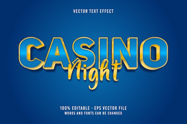 Casino night text editable font effect