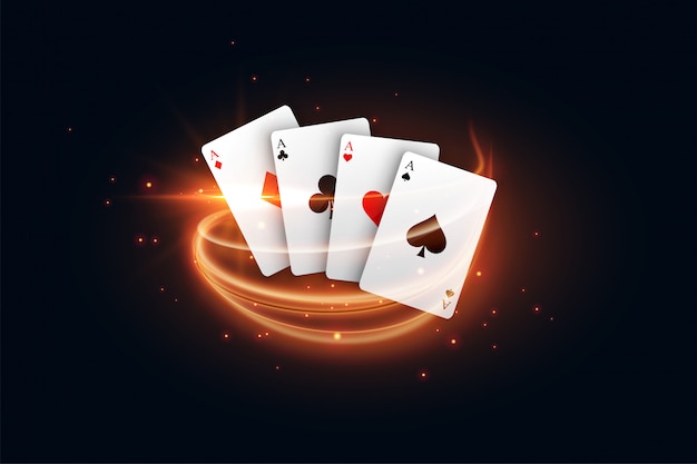 Free vector casino playing card with golden light streak