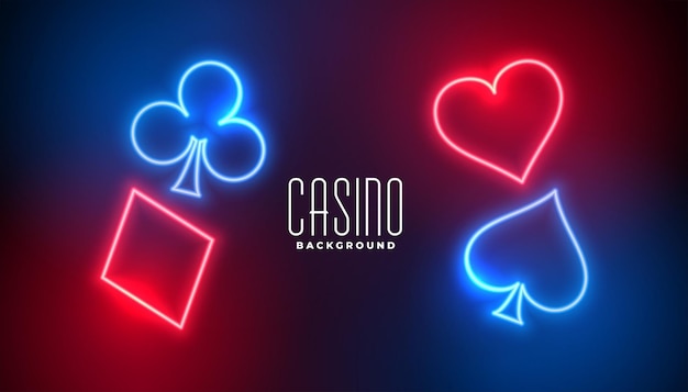 Бесплатное векторное изображение Игральные карты казино в неоновом стиле