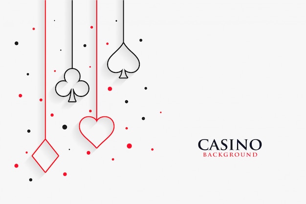 Vettore gratuito fondo bianco di simboli di linea delle carte da gioco del casinò