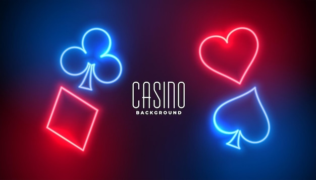 Carte da gioco del casinò in stile neon