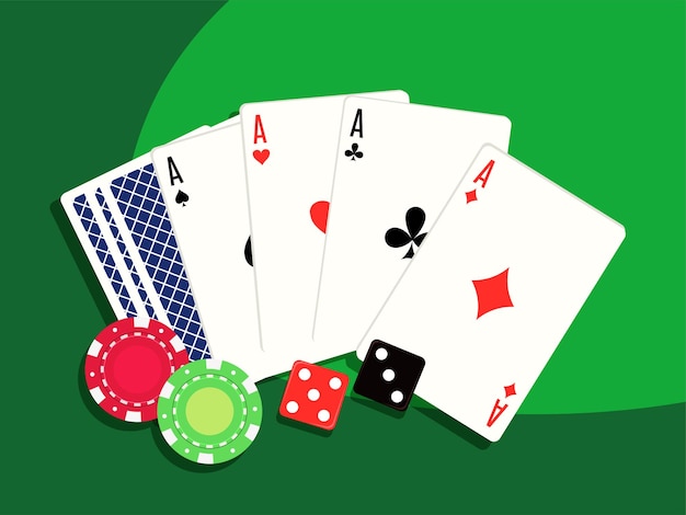 Казино, игральные карты, покер, фишки и кости, шаблон дизайна сайта покер-рума и мобильного приложения