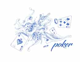 Бесплатное векторное изображение Шаблон оформления покера в казино ручной рисунок векторной иллюстрации