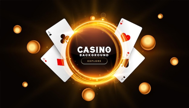 Free vector casino poker game banner with ace card and light streak effect vector