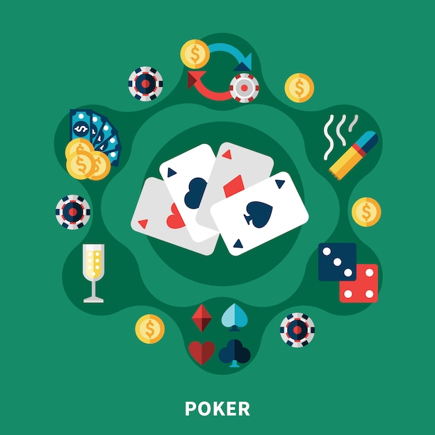 Casino Poker Icons Round Composition