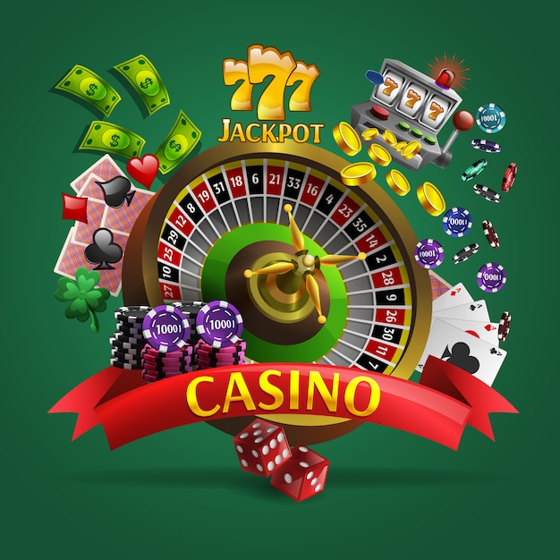 Casino poster on green background