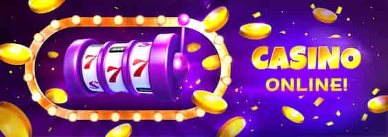 Vettore gratuito slot machine del casinò con cornice di luci e monete esplosione realistiche dorate