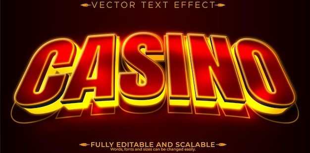 Free vector casino slot text effect editable winner and gambling text style