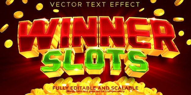 Casino slot text effect editable winner and gambling text style