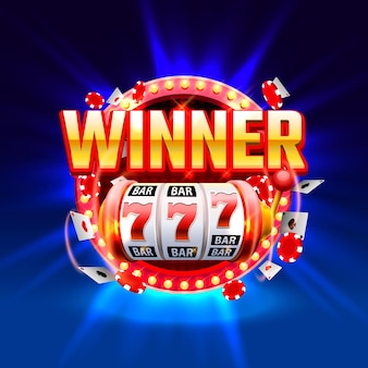 カジノの勝者は777バナーをスロットします。ベクトルイラスト