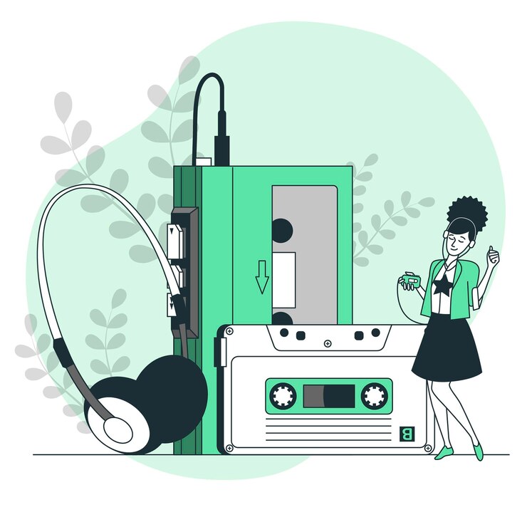 無料Vector カセットプレーヤーのコンセプトイラスト