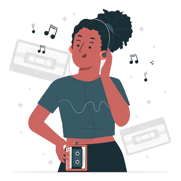 Free vector cassette player concept illustration