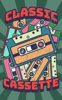 Cassette posters retro vintage illustration