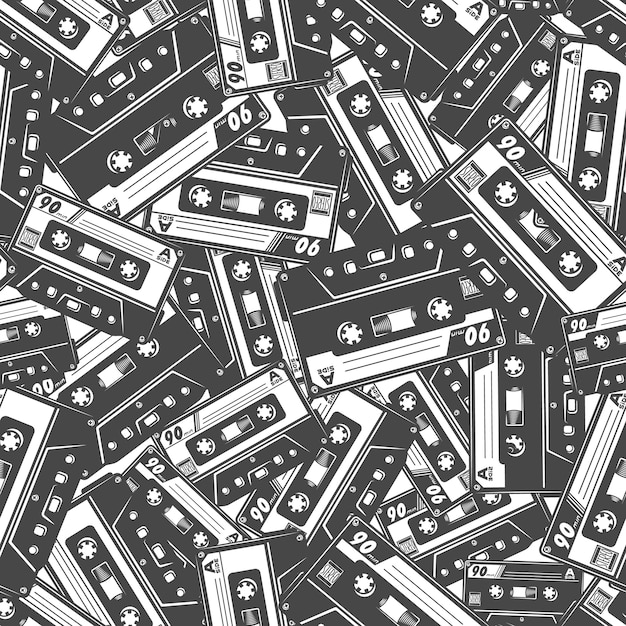 Cassette Tape Seamless pattern