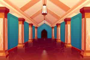 Free vector castle column empty corridor interior