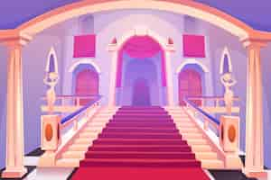 Free vector castle staircase, upward stairs in palace entrance