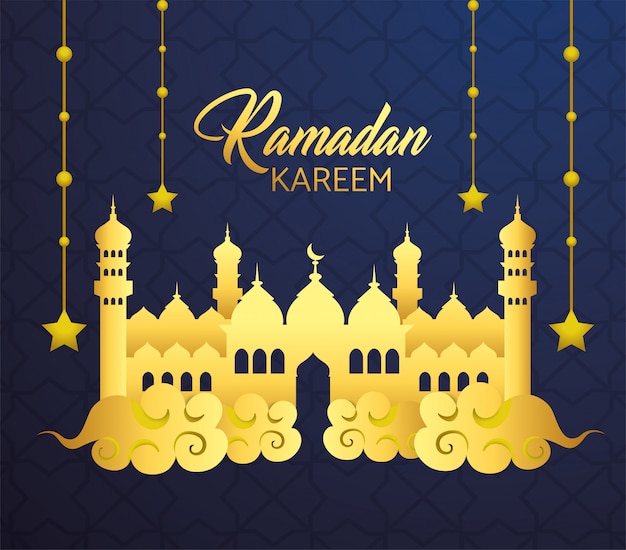 Castle with stars hanging to ramadan kareem
