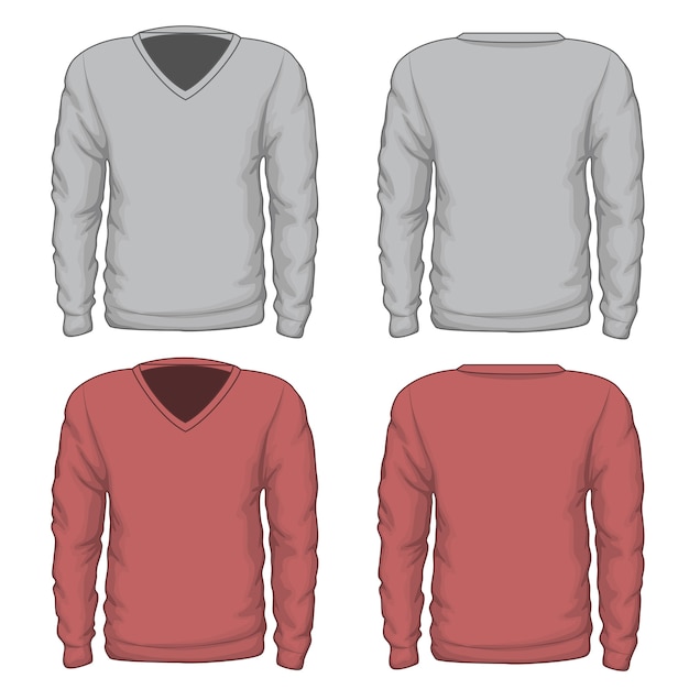 Casual mens v-neck sweatshirt. Fashion wear, clothing textile, vector illustration. V-neck vector sweatshirt or vector mens sweatshirt