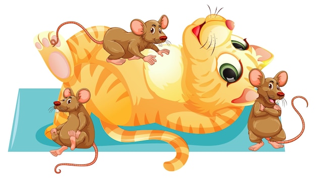 猫と多くのマウスの漫画のキャラクター