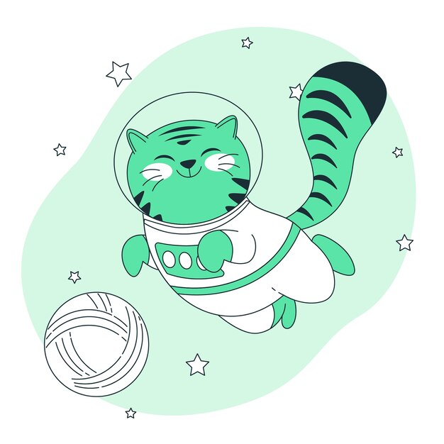 Cat astronaut concept illustration