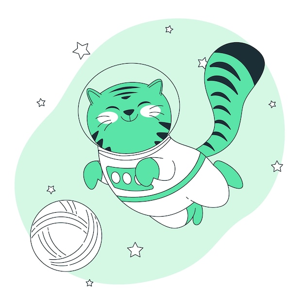 Иллюстрация концепции астронавта кошки