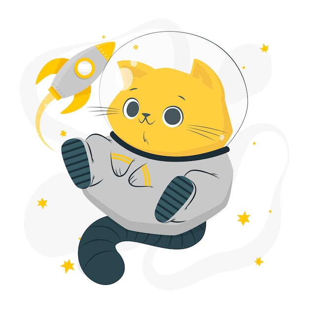 Vettore gratuito illustrazione del concetto di astronauta del gatto