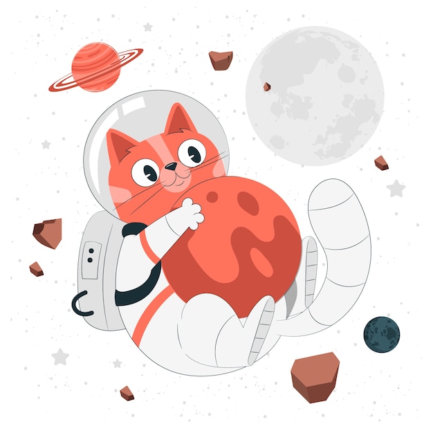 Cat astronaut illustration