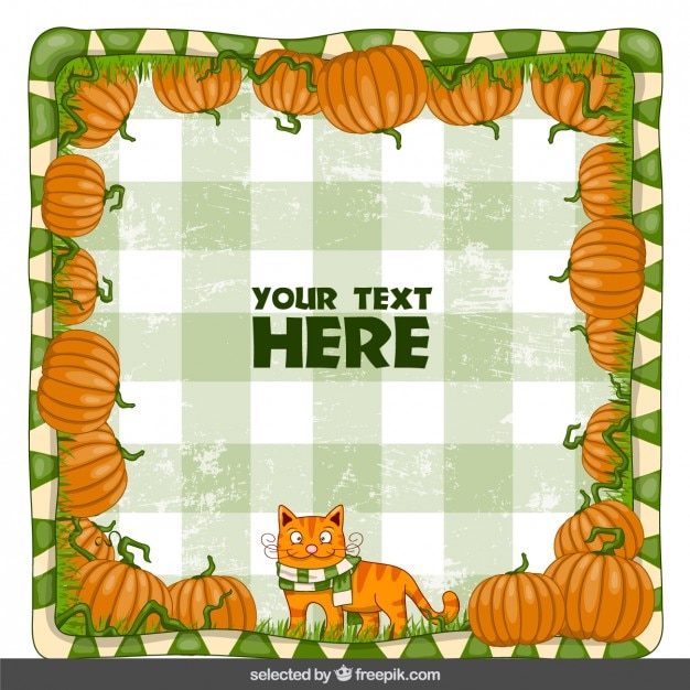 Free vector cat background with pumpkin