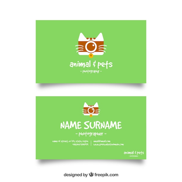 Free vector cat camera, business card