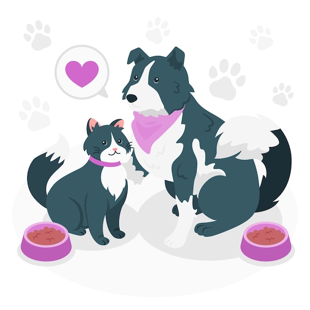 Free vector cat and dog concept illustration