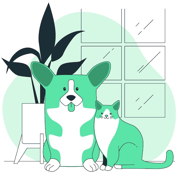 Free vector cat and dog concept illustration