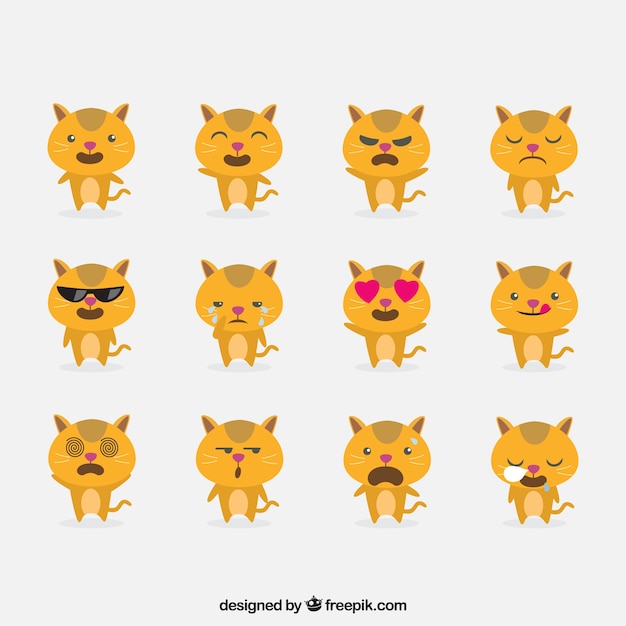 Free vector cat emoticons with funny faces