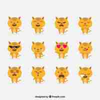 Free vector cat emoticons with funny faces