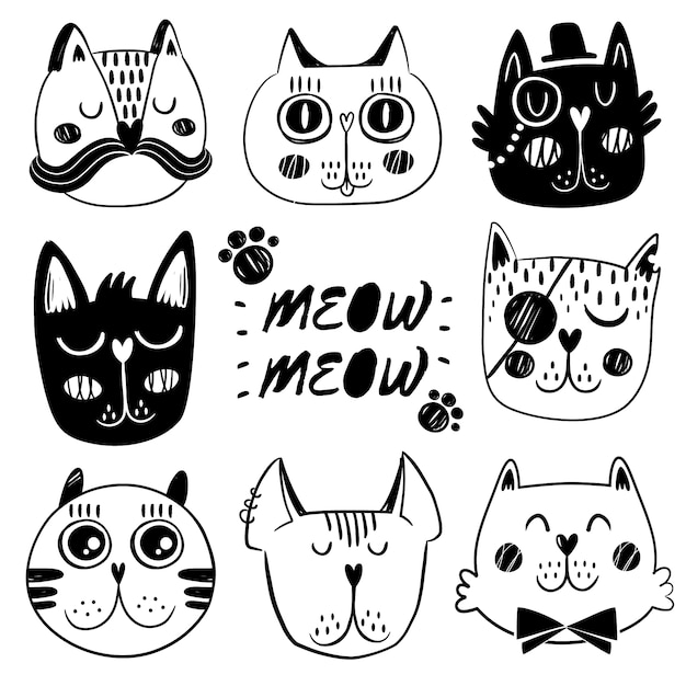 I Love My Cat Hand Drawn Lettering Phrase Cat Head Icon Vector Illustration  High-Res Vector Graphic - Getty Images