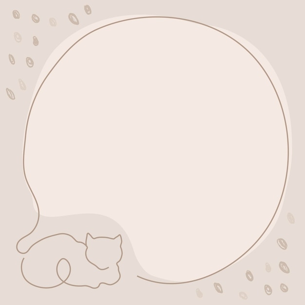 Cat frame, beige background aesthetic design vector