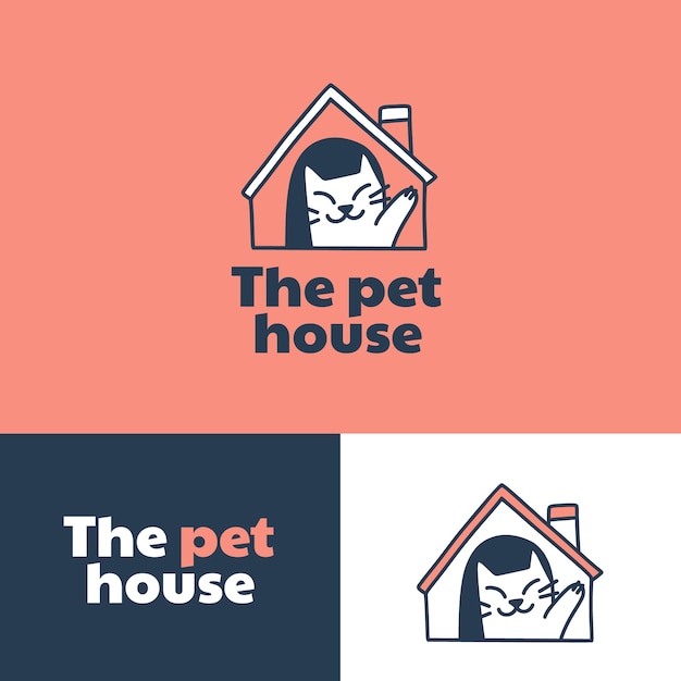 Бесплатное векторное изображение Кошка логотип дизайн шаблона